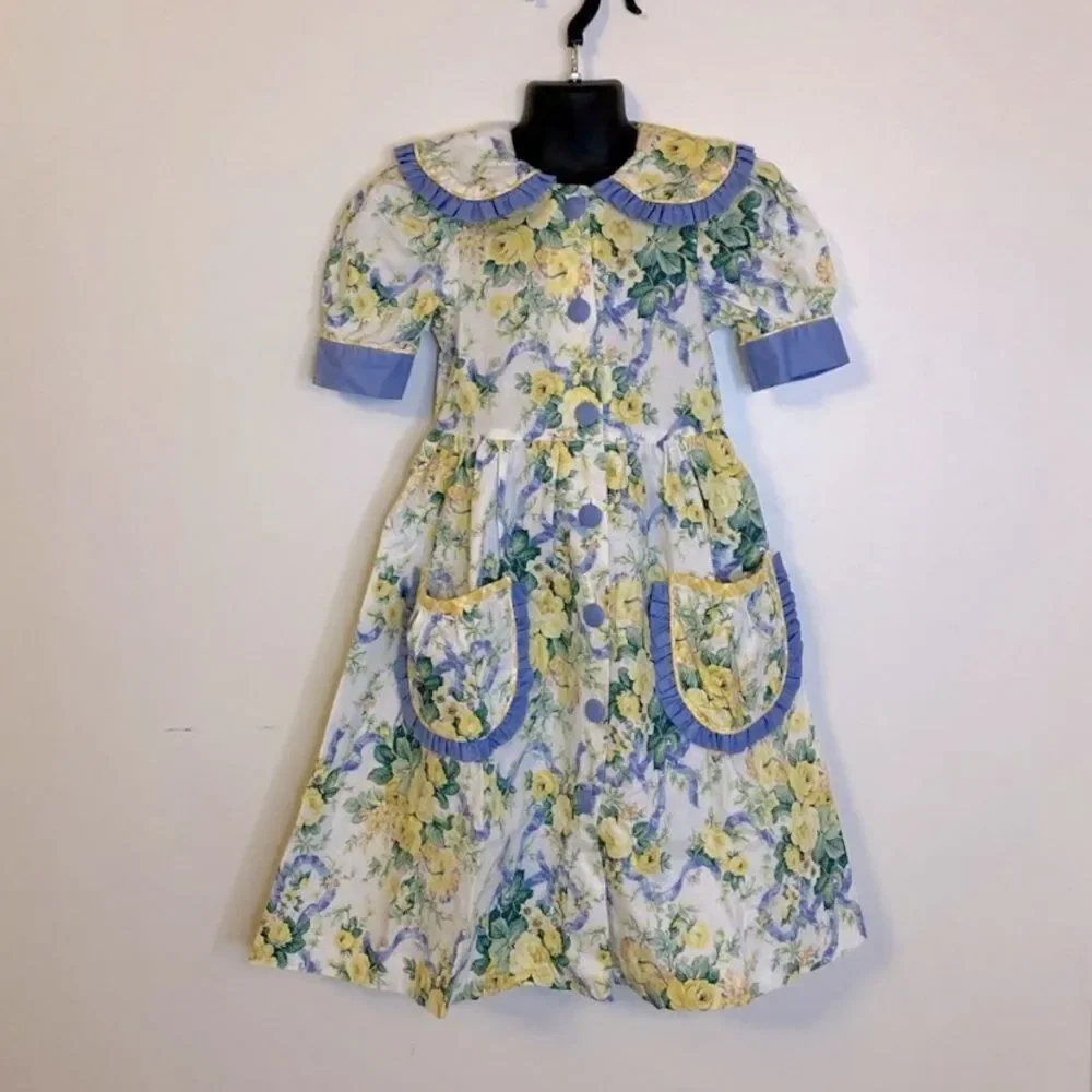 Vintage 1990s Storybook Heirlooms‎ Floral Pocket Tea Party Dress